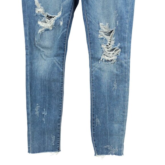 Judy Blue Jeans Skinny Fit Distressed 13/31 Raw Hem Stretch High Rise Med Wash - Picture 14 of 14